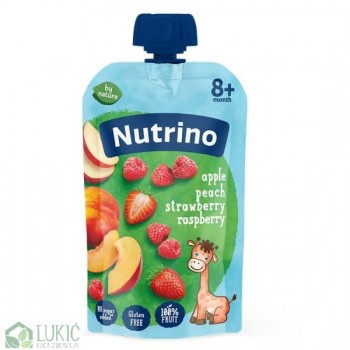 Nutrino Voćni pire - Jabuka, Breskva, Jagoda, Malina 100g Nutrino Voćni pire - Jabuka, Breskva, Jagoda, Malina 100g
