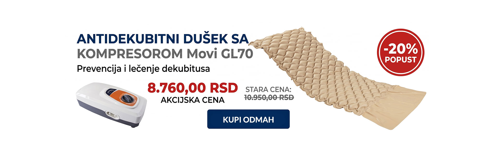 Antidekubitni dušek sa kompresorom Movi GL70